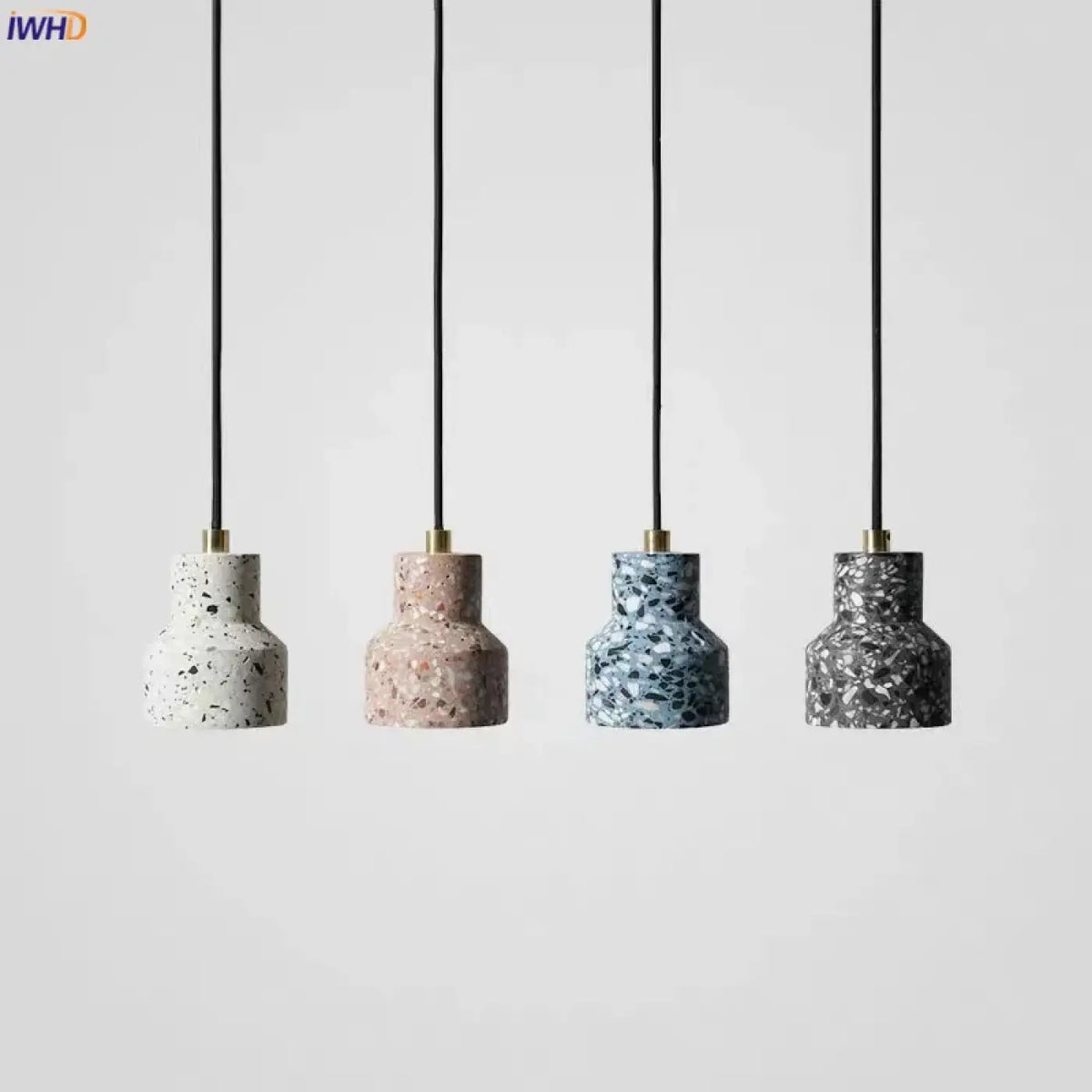 Suspension cloche effet terrazzo, bleu, rouge, blanc ou noir