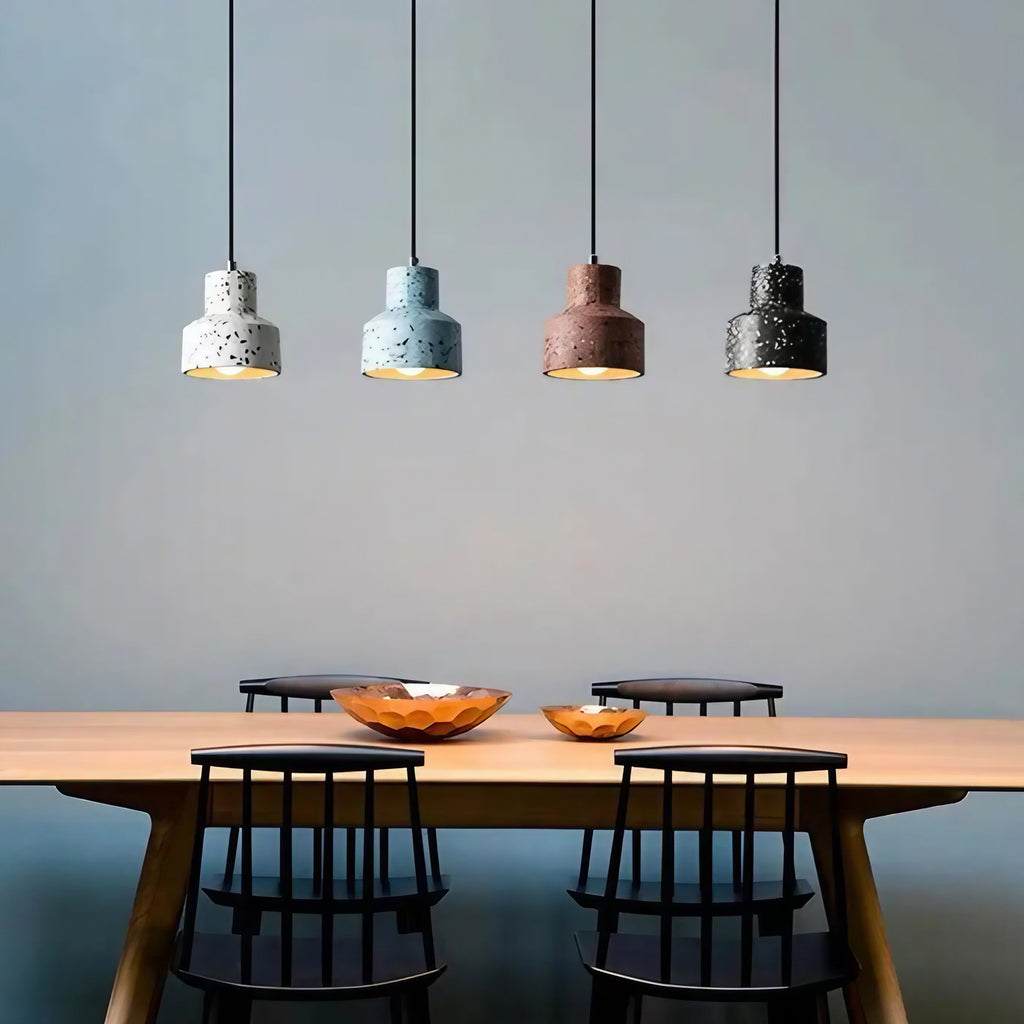 Suspension cloche effet terrazzo, bleu, rouge, blanc ou noir