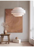 Suspension en tissu à étages concentriques, blanc ou beige, blanc