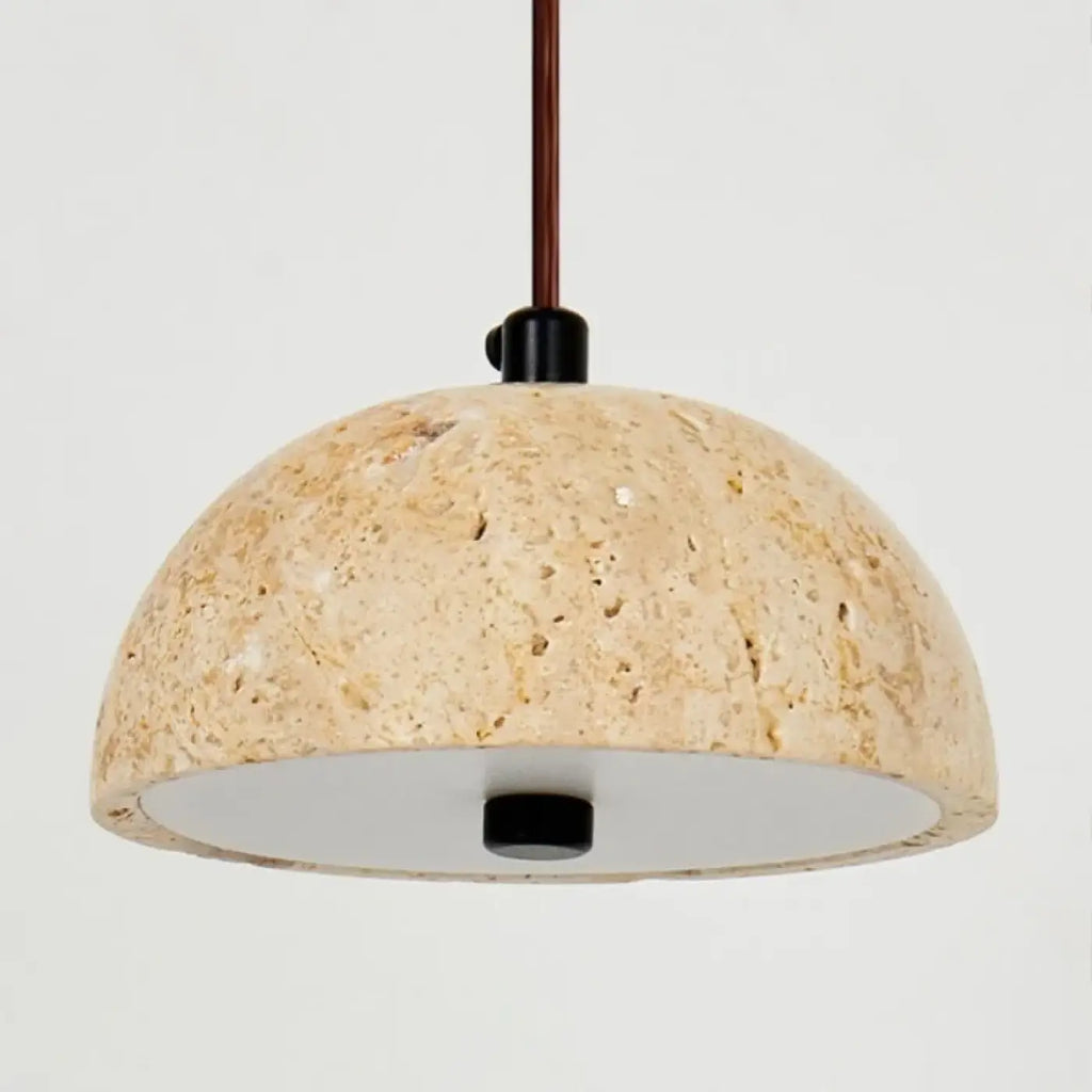 Suspension demi-sphère en travertin beige