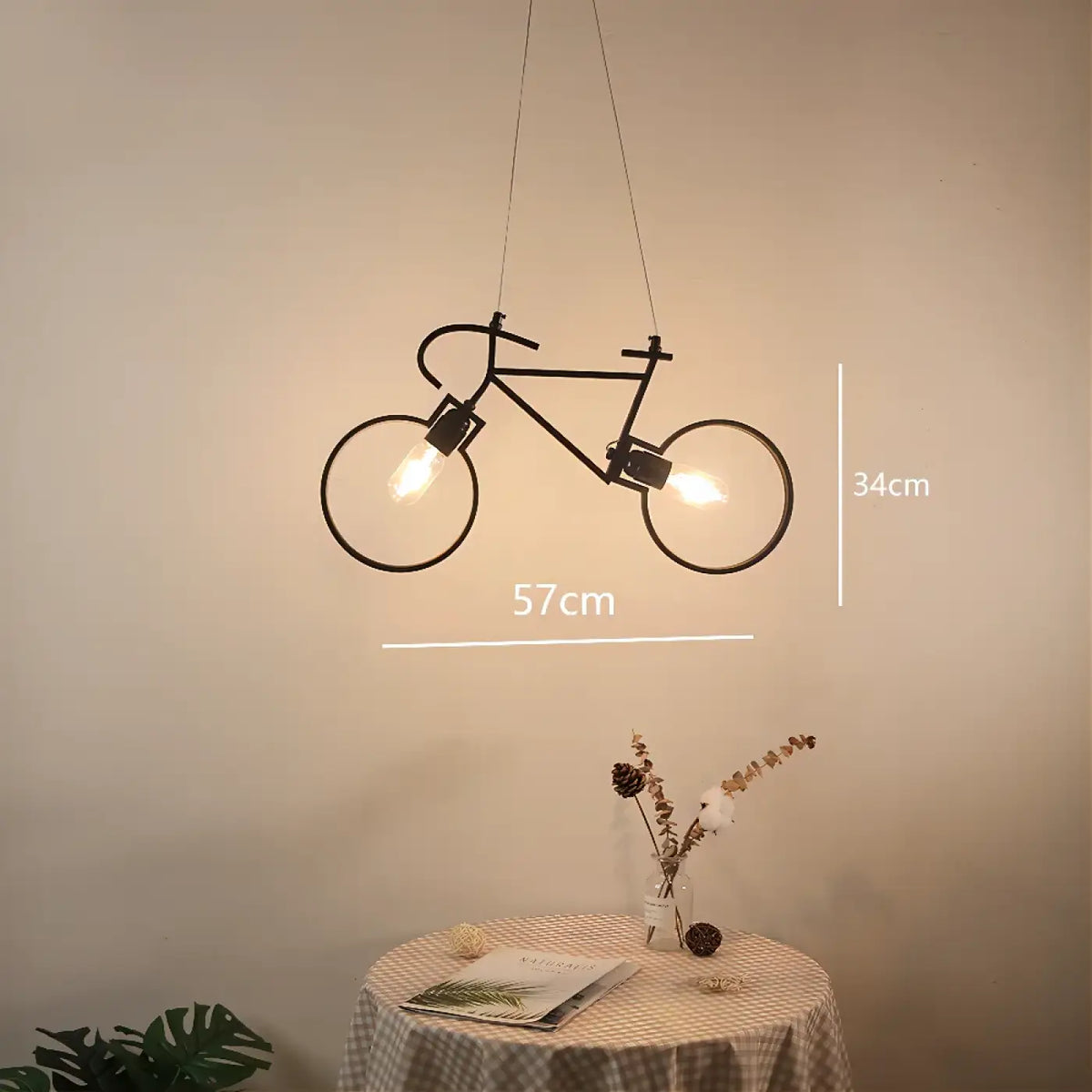 Suspension vélo en métal avec douilles lumineuses, noir ou blanc