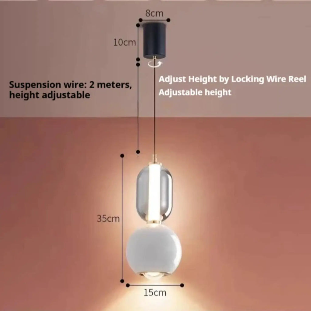 Suspension globe en verre opalin blanc, monture noire ou blanche