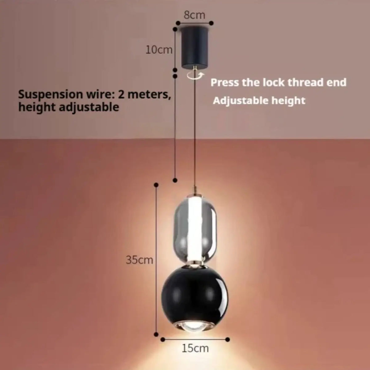 Suspension globe en verre opalin blanc, monture noire ou blanche