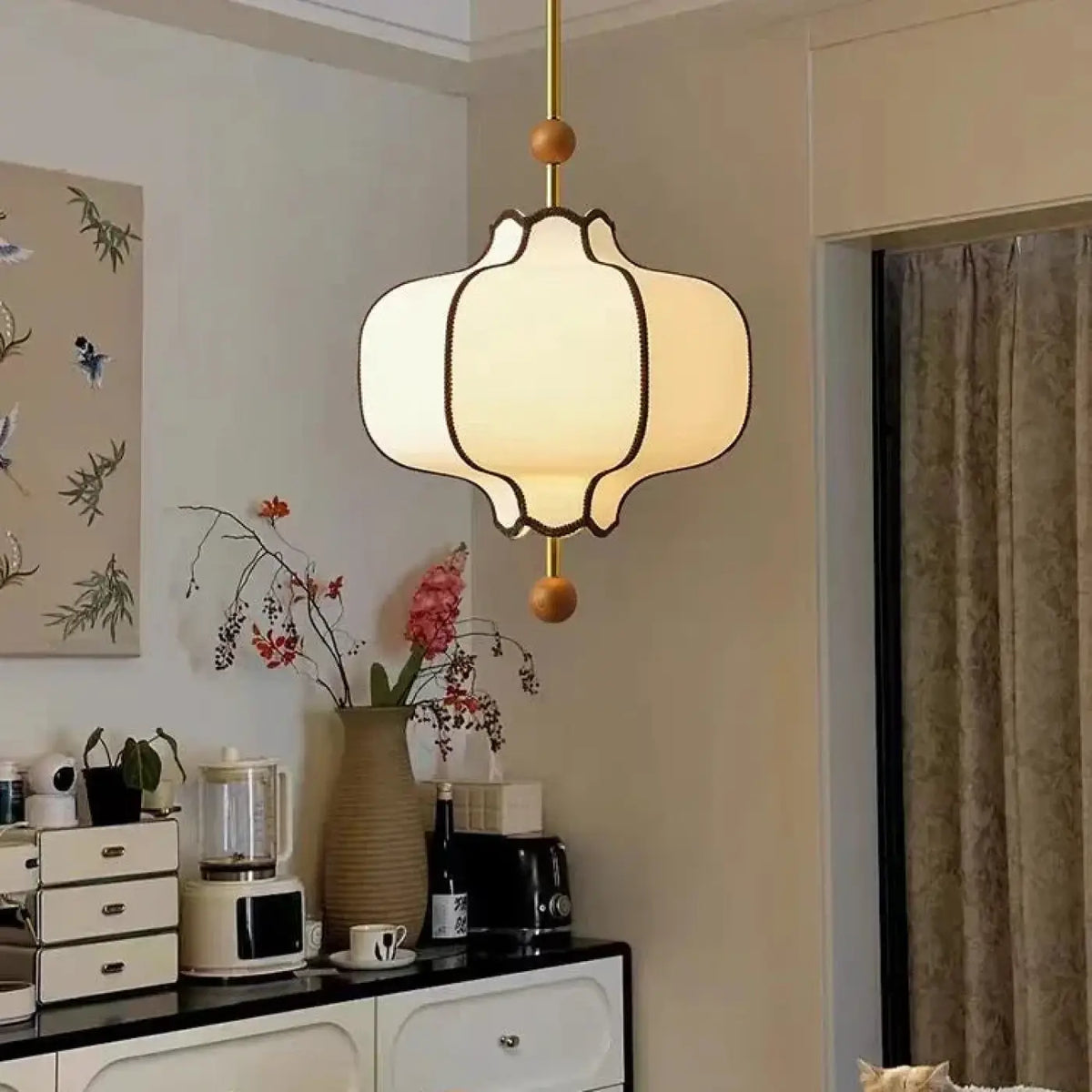 Suspension en verre opalin d'inspiration japonaise, trois tailles
