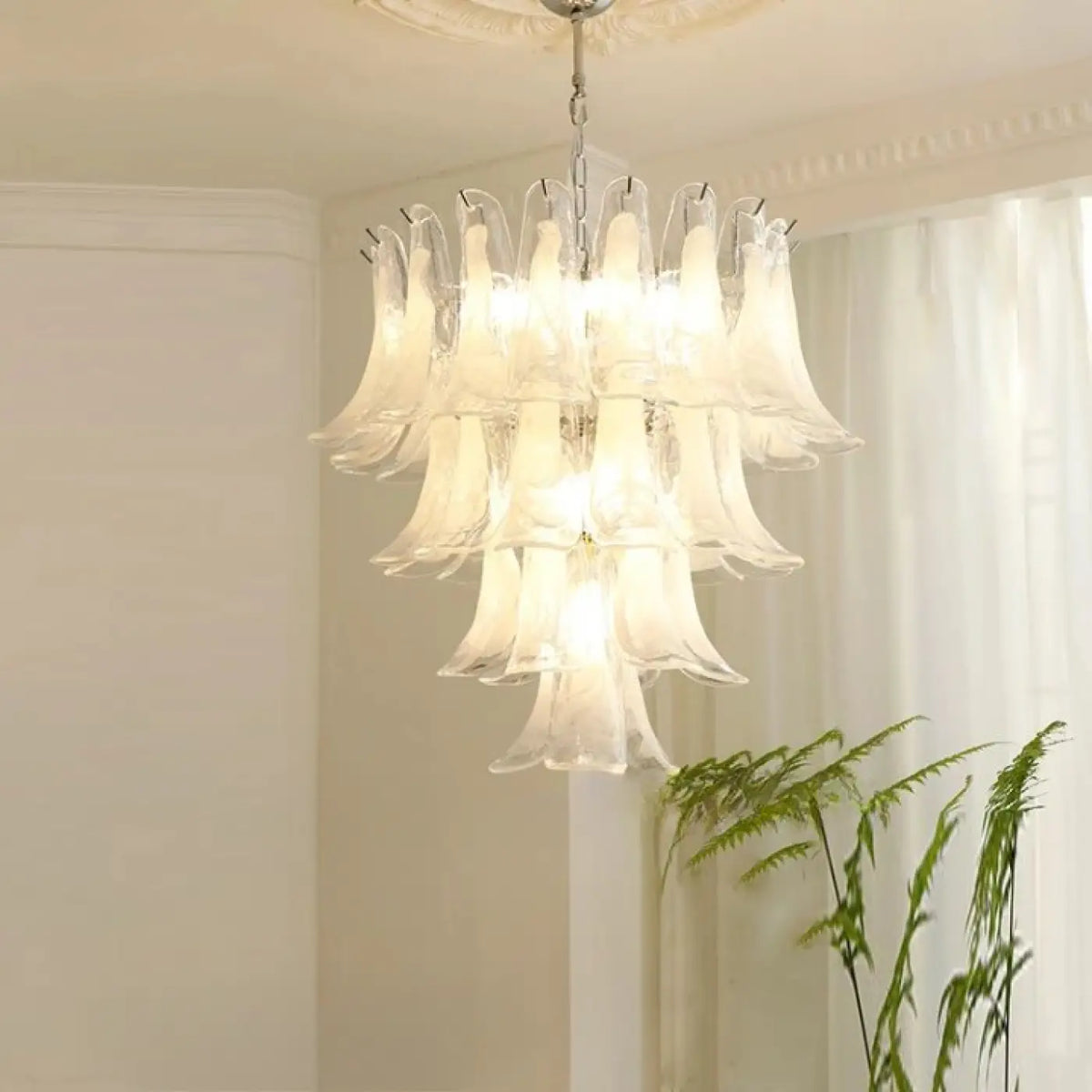 Suspension à pétales de verre soufflé en cascade, dix modèles