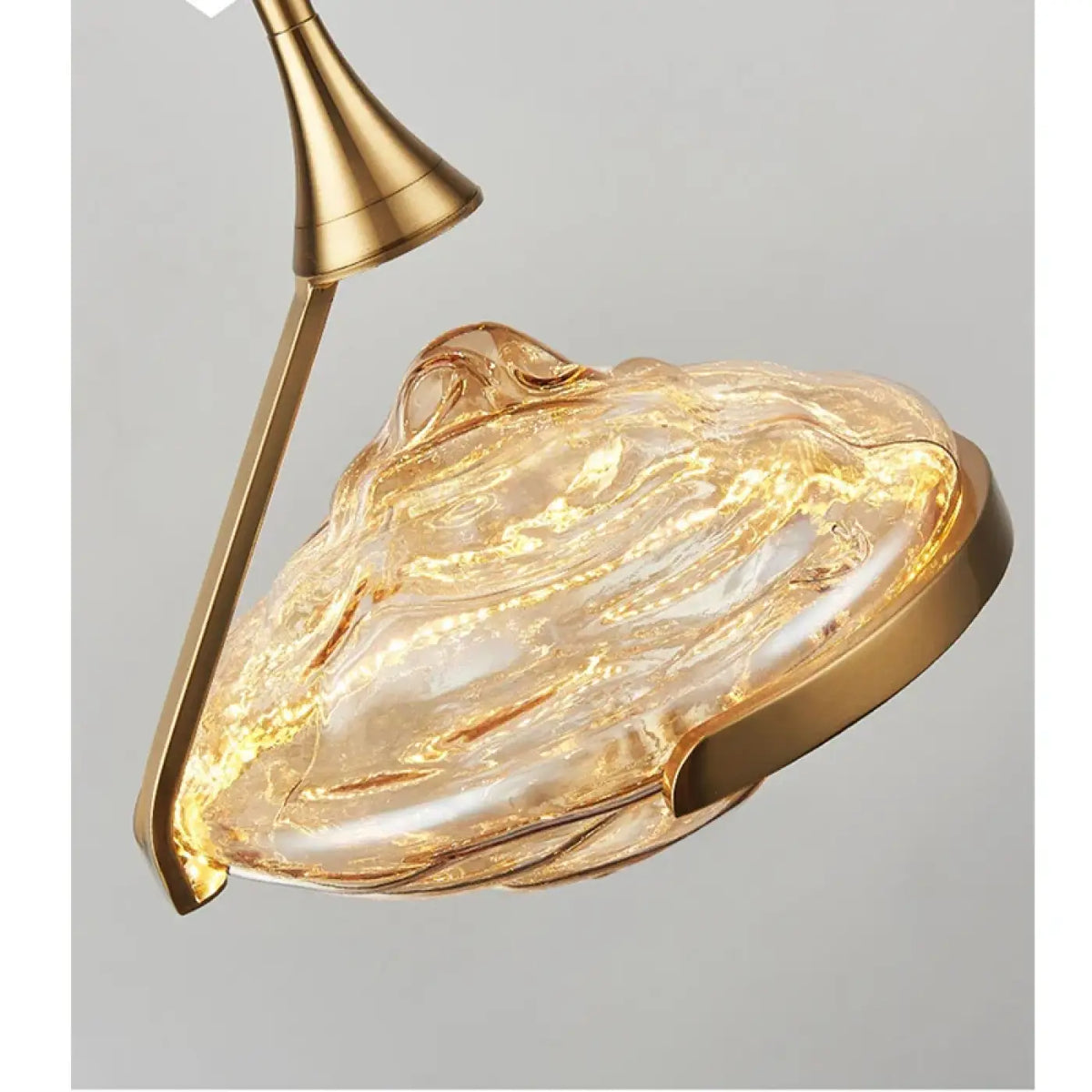 Suspension en verre texturé et laiton, doré ou gris
