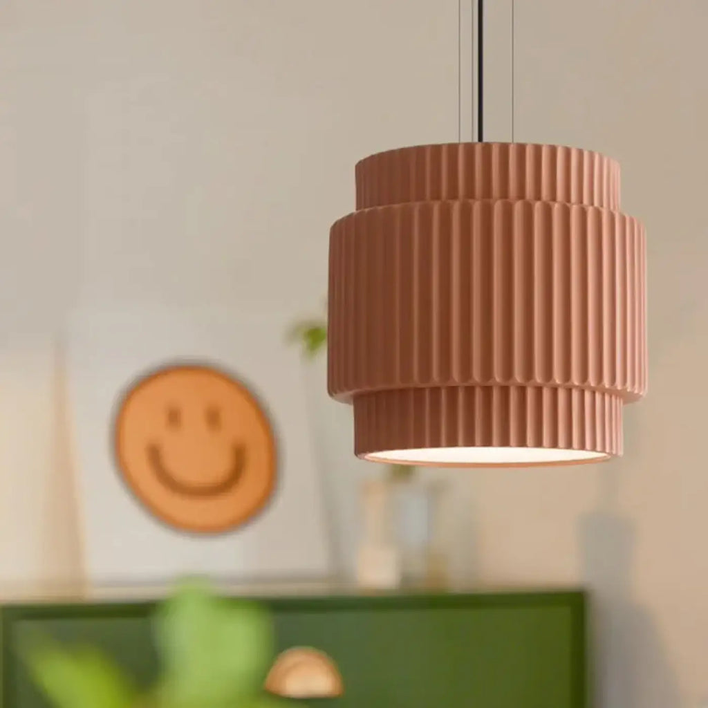 Suspension à abat-jour plissé, style scandinave, vert ou marron
