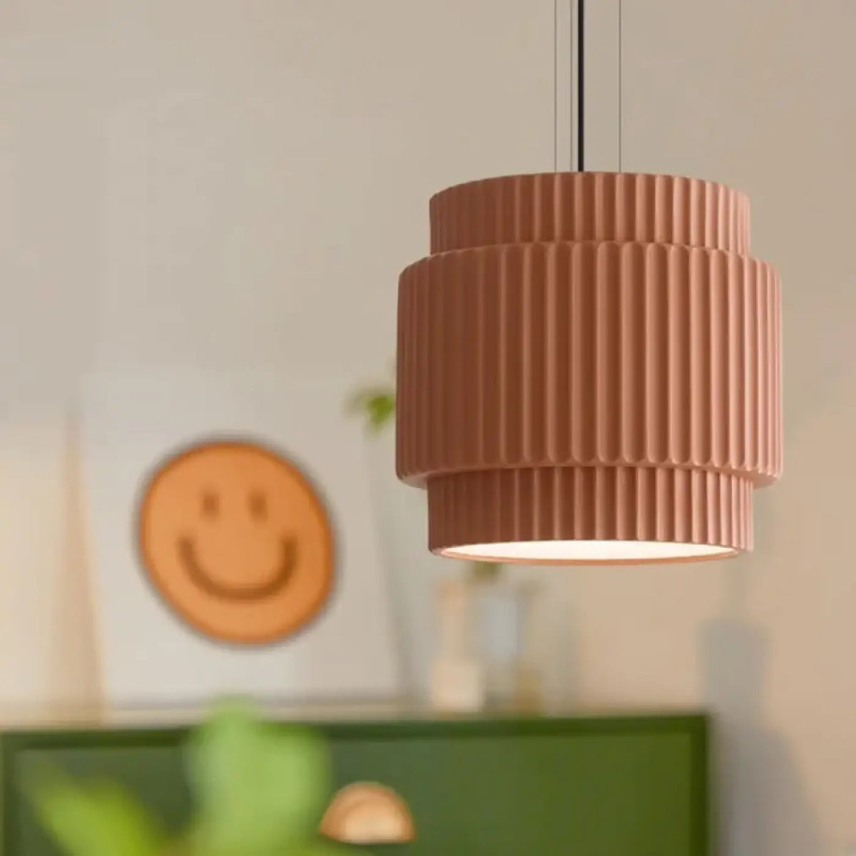Suspension à abat-jour plissé, style scandinave, vert ou marron
