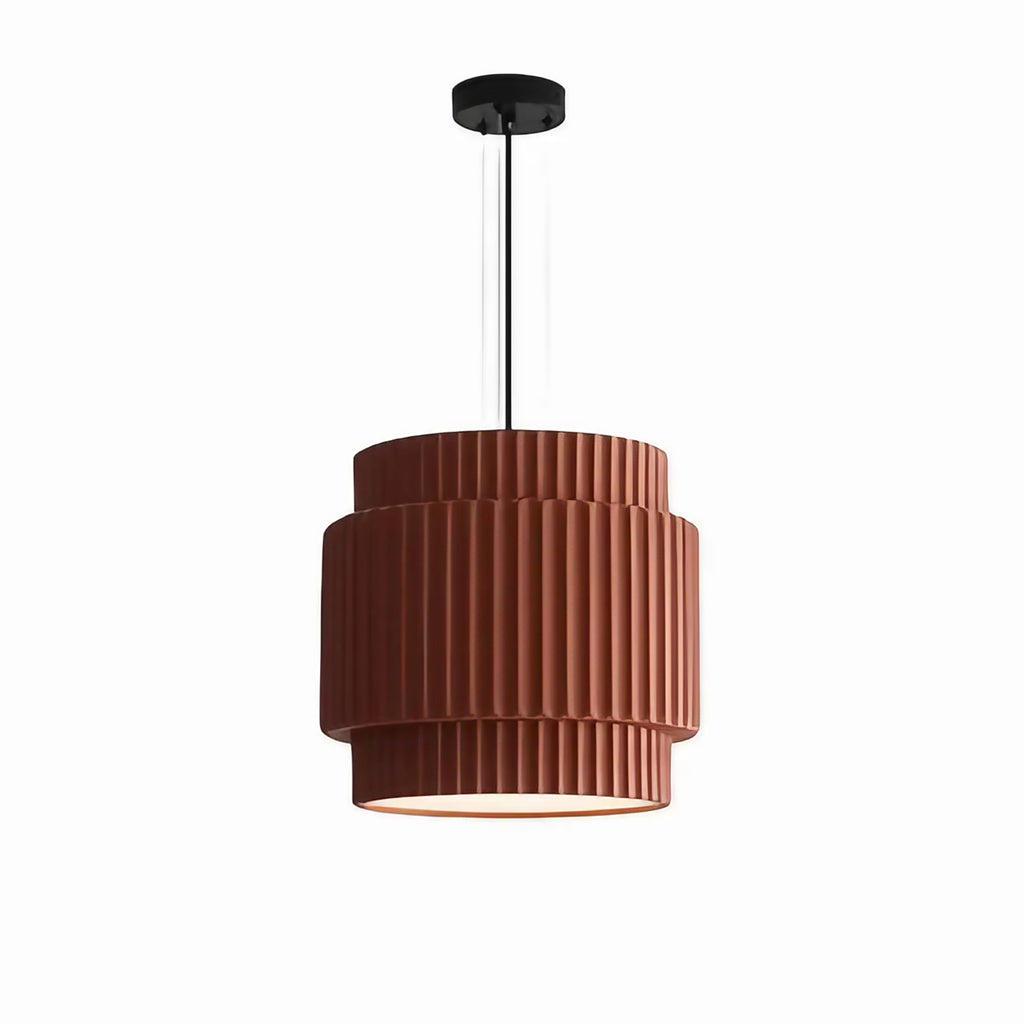Suspension à abat-jour plissé, style scandinave, vert ou marron, marron