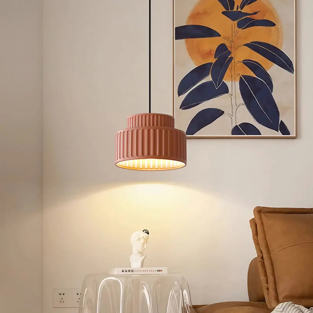 Suspension à abat-jour plissé, style scandinave, vert ou marron