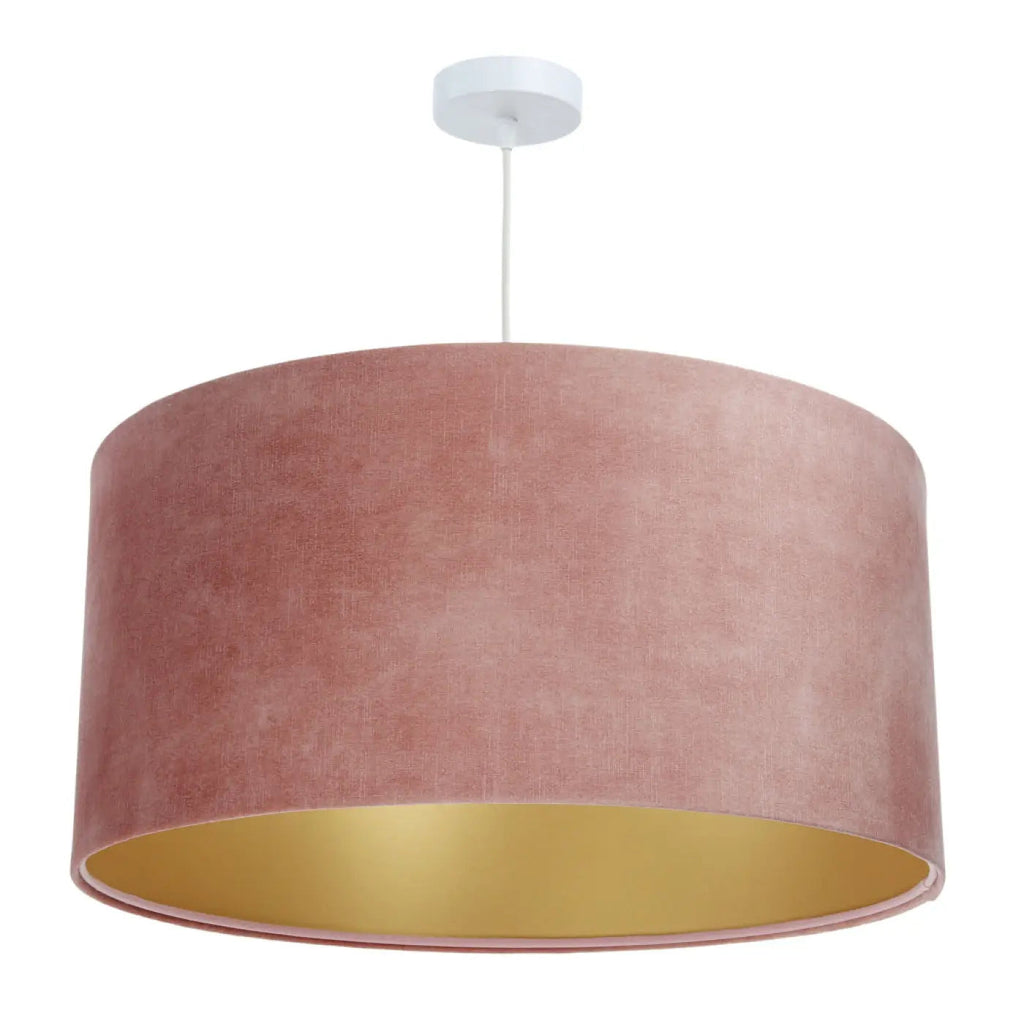 Suspension cylindrique vieux rose à intérieur doré, 3 tailles