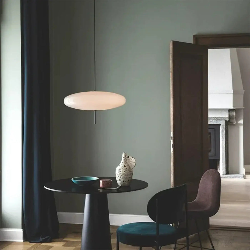 Suspension LED disque minimaliste, blanche ou noire, tailles S et M
