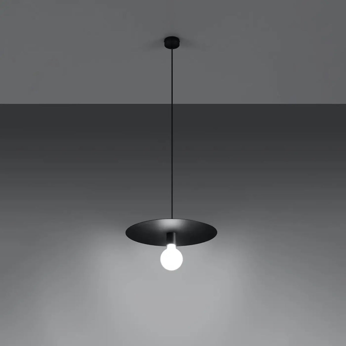 Suspension disque plat en acier, 40 cm, ampoule apparente