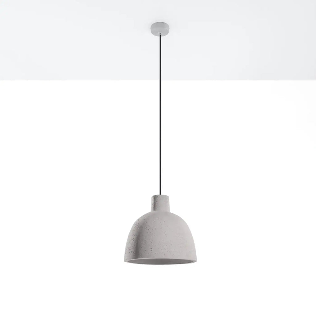 Suspension dôme en béton gris clair, aspect brut, 28 cm