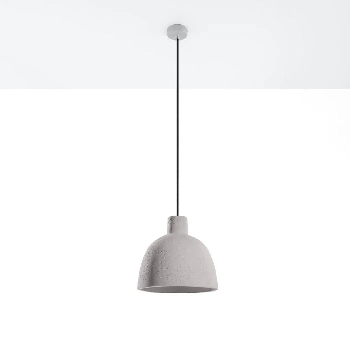 Suspension dôme en béton gris clair, aspect brut, 28 cm