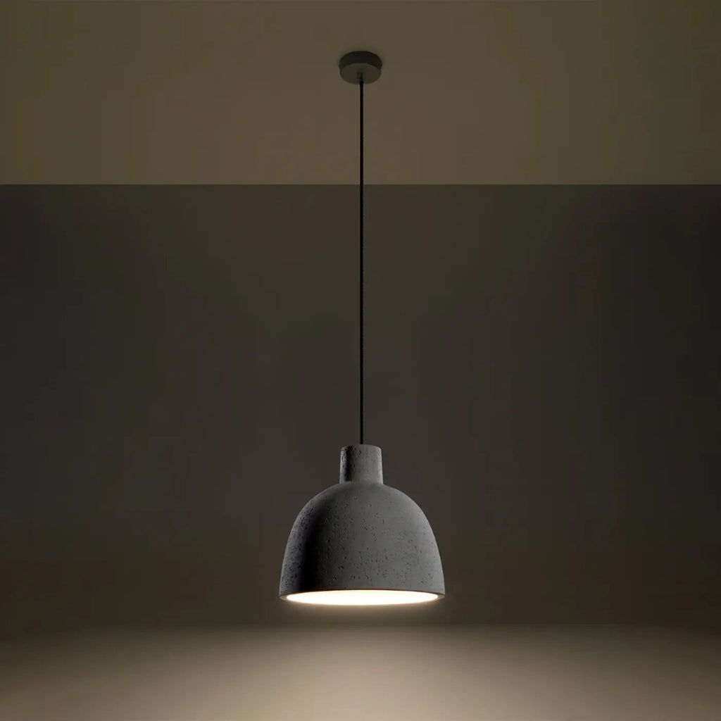 Suspension dôme en béton gris clair, aspect brut, 28 cm