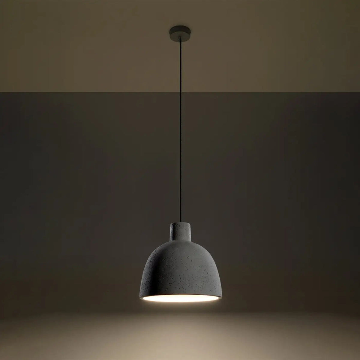 Suspension dôme en béton gris clair, aspect brut, 28 cm