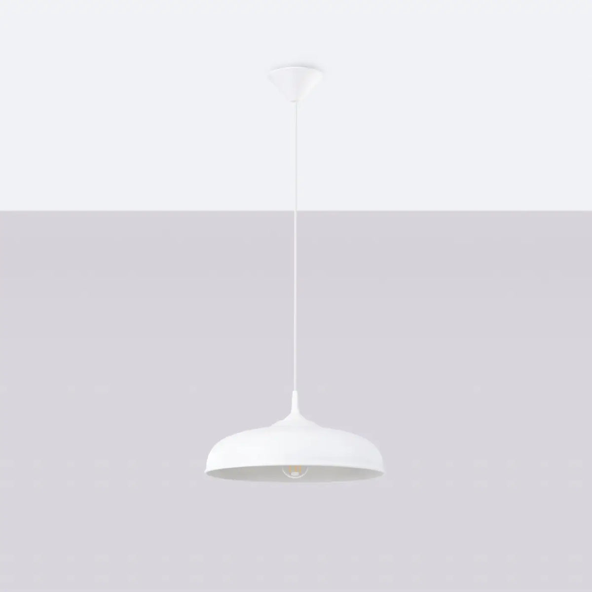 Suspension dôme large en acier, 38 cm, huit couleurs, blanc