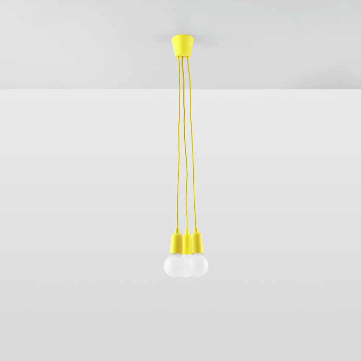 Suspension douille colorée à ampoule apparente, 1, 3 ou 5 lumières, jaune