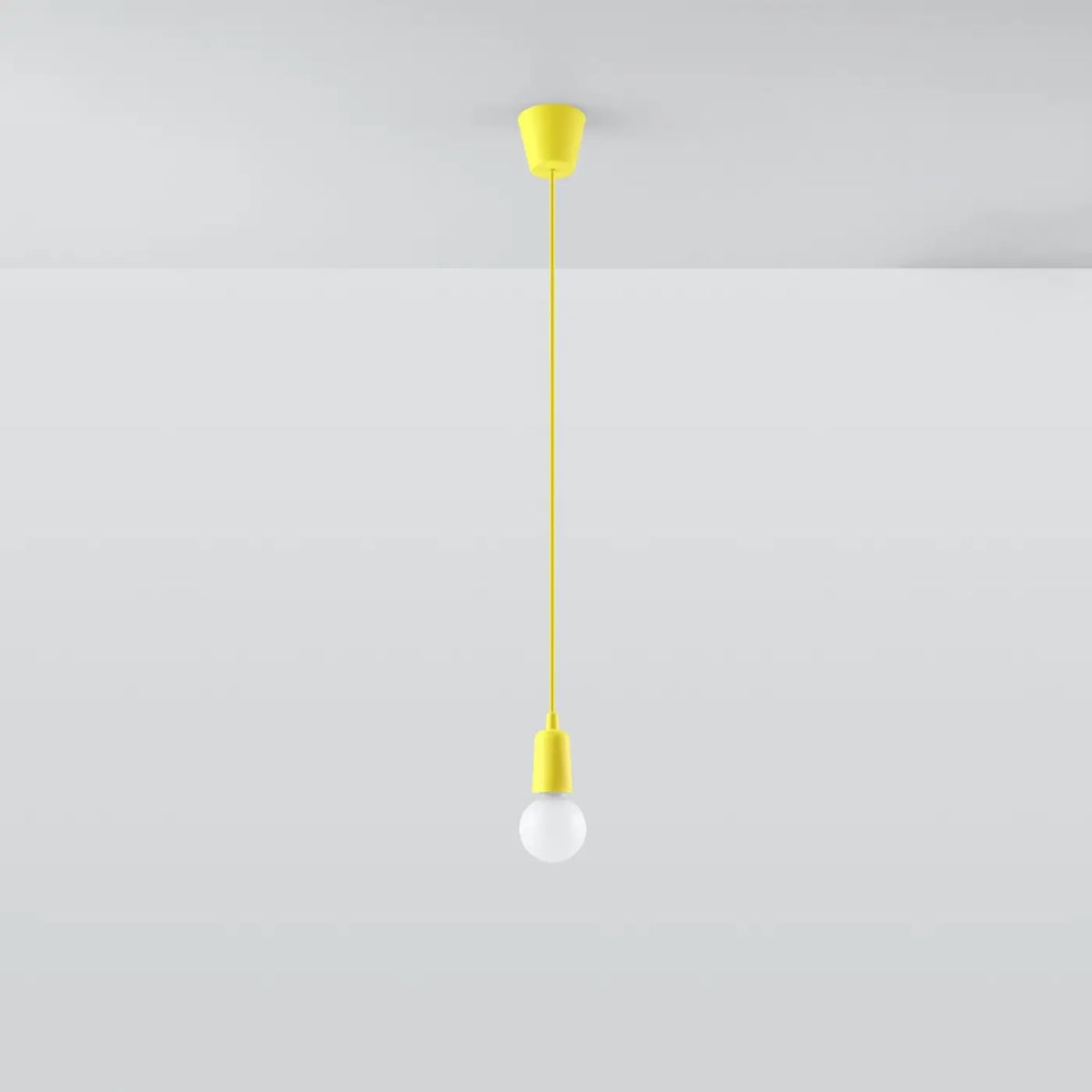 Suspension douille colorée à ampoule apparente, 1, 3 ou 5 lumières, jaune