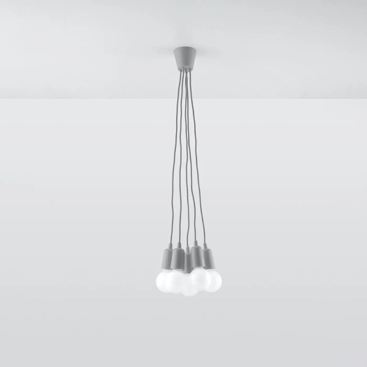 Suspension douille colorée à ampoule apparente, 1, 3 ou 5 lumières, gris