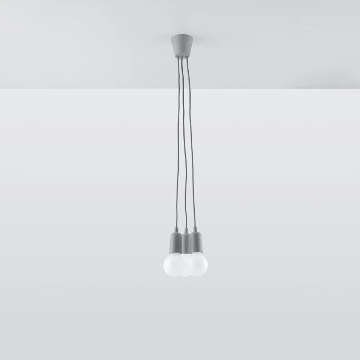 Suspension douille colorée à ampoule apparente, 1, 3 ou 5 lumières, gris