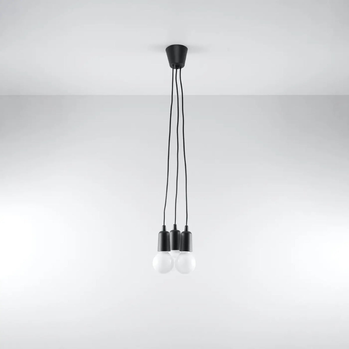 Suspension douille colorée à ampoule apparente, 1, 3 ou 5 lumières, noir