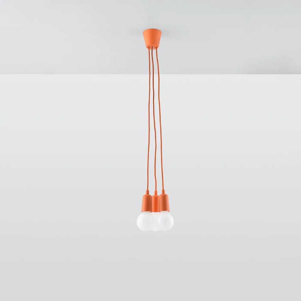 Suspension douille colorée à ampoule apparente, 1, 3 ou 5 lumières, orange