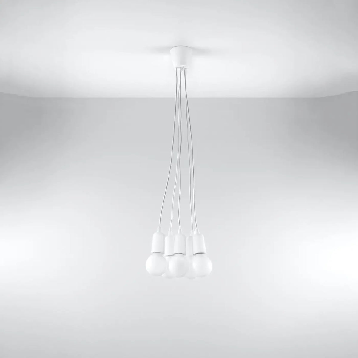 Suspension douille colorée à ampoule apparente, 1, 3 ou 5 lumières, blanc