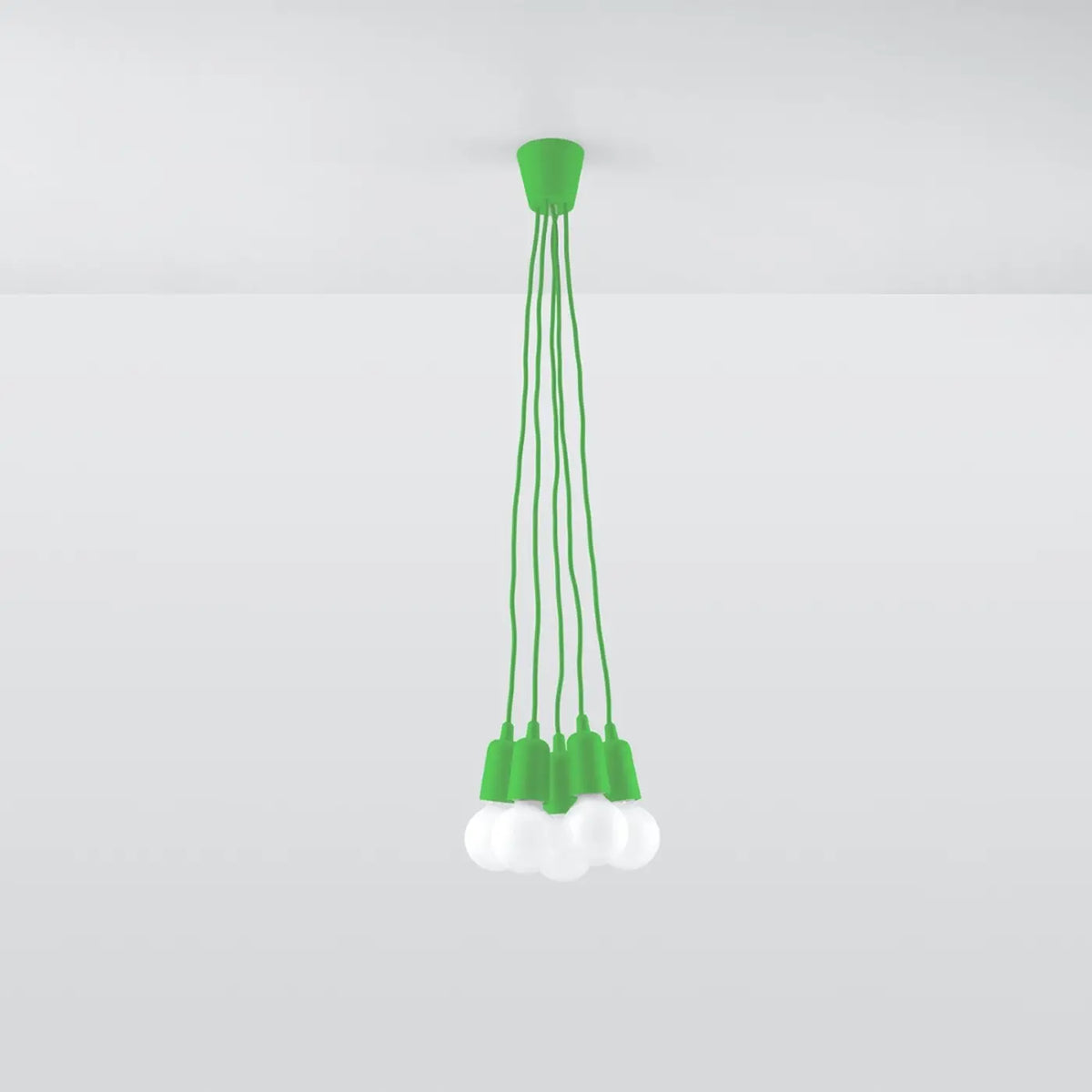 Suspension douille colorée à ampoule apparente, 1, 3 ou 5 lumières, vert