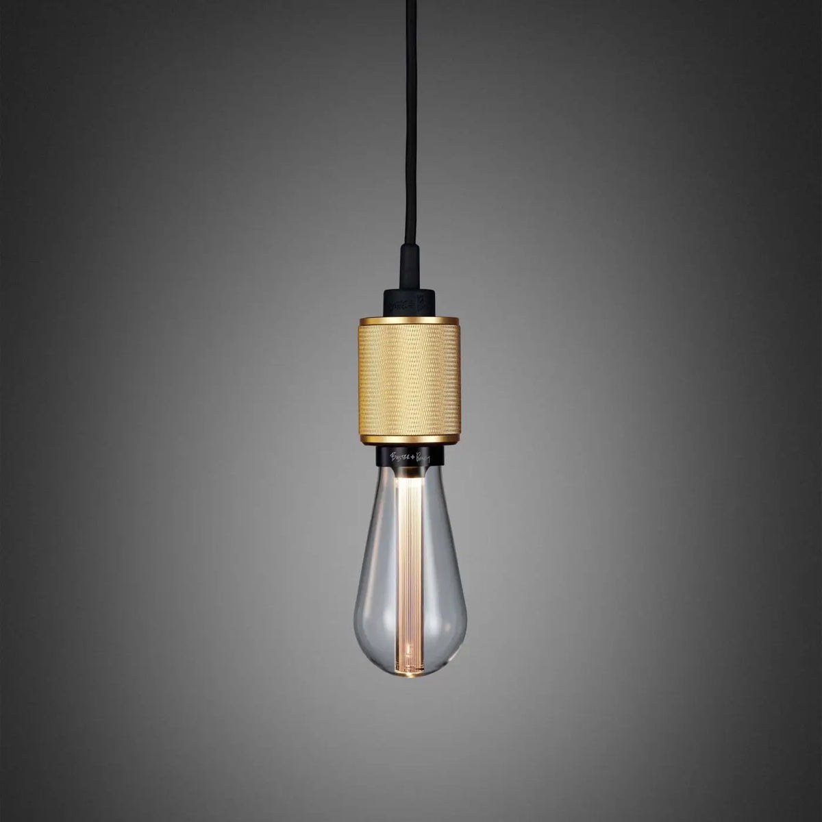 Suspension douille en métal massif quadrillé, ampoule nue E27, doré