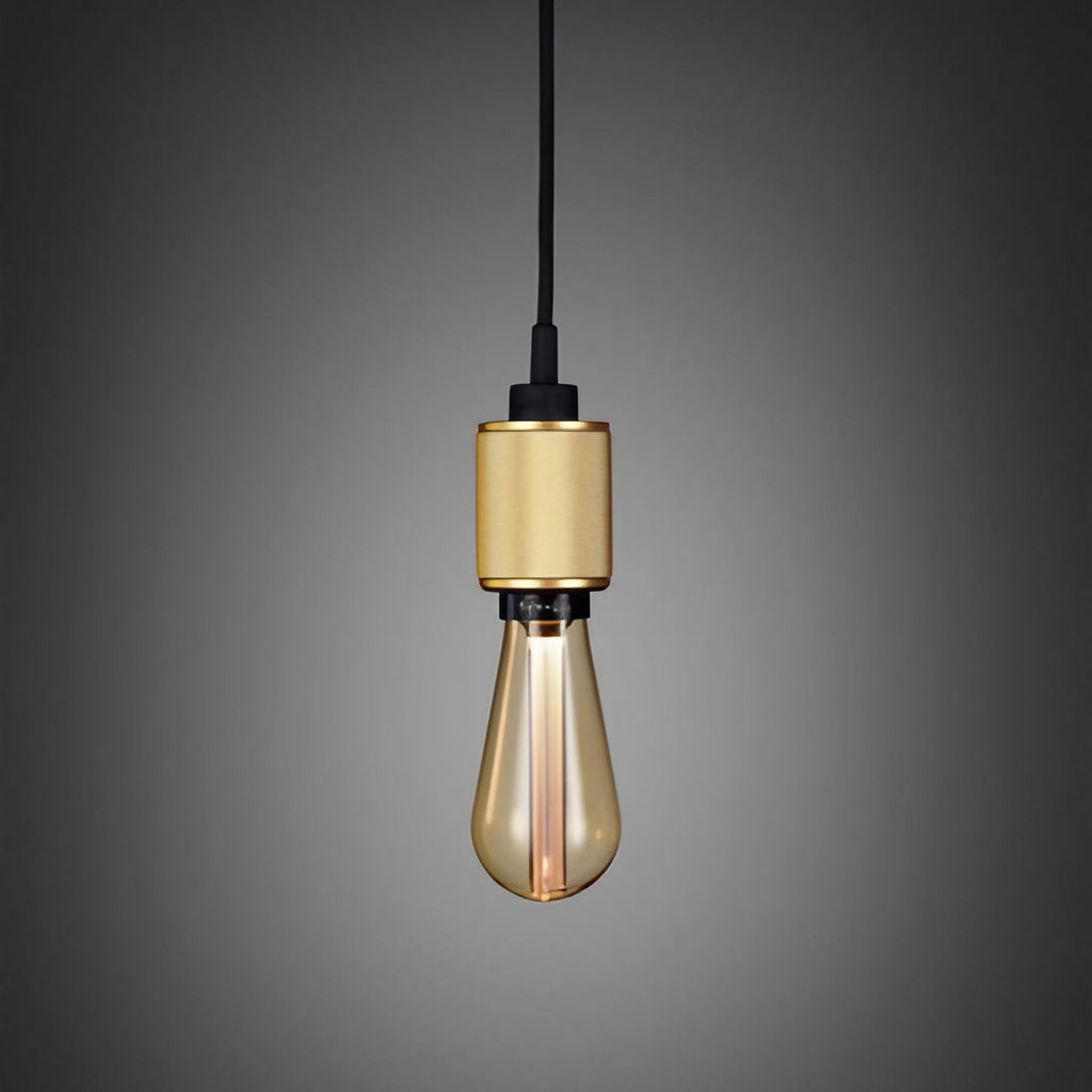 Suspension douille en métal massif quadrillé, ampoule nue E27