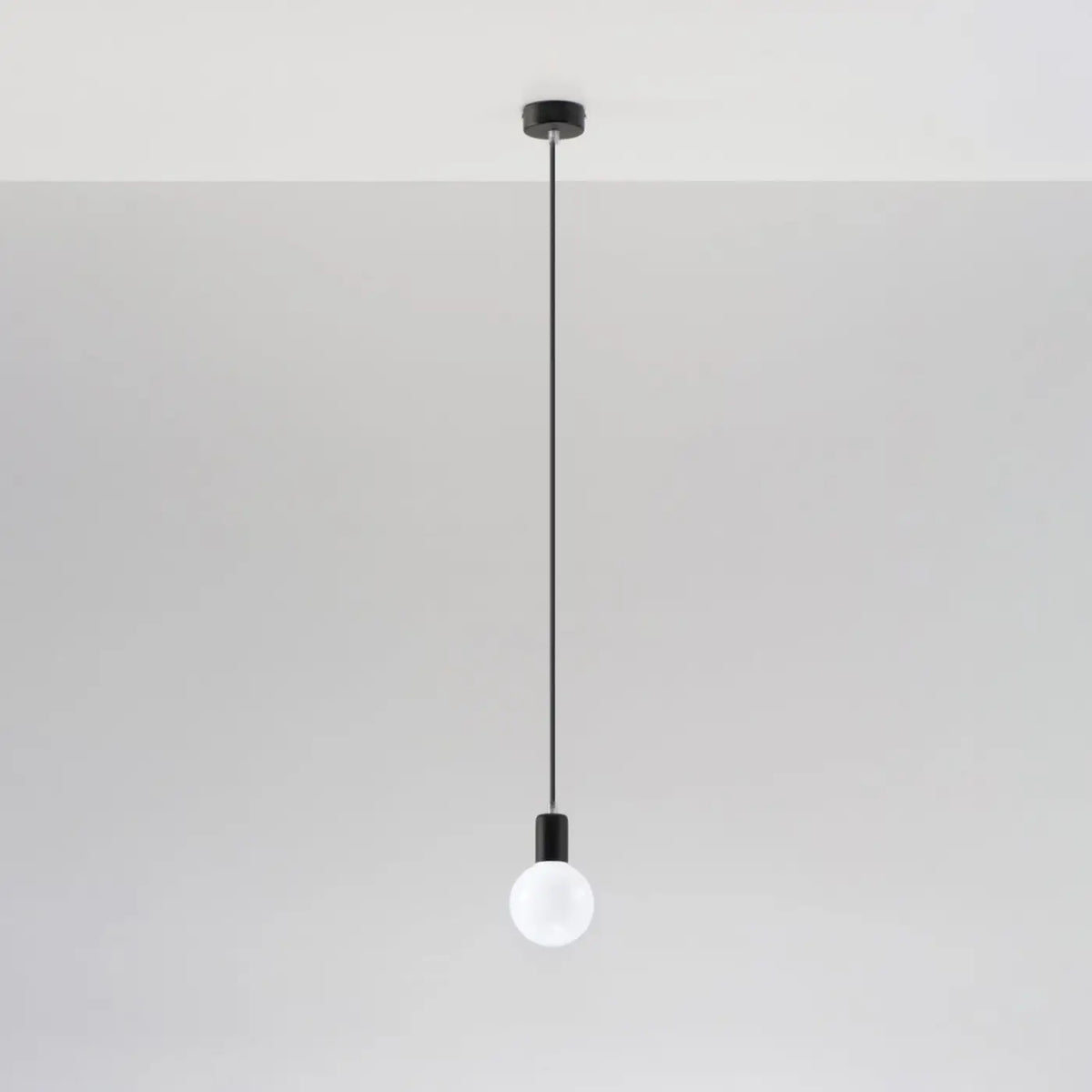 Suspension douille noire en acier et câble textile, E27