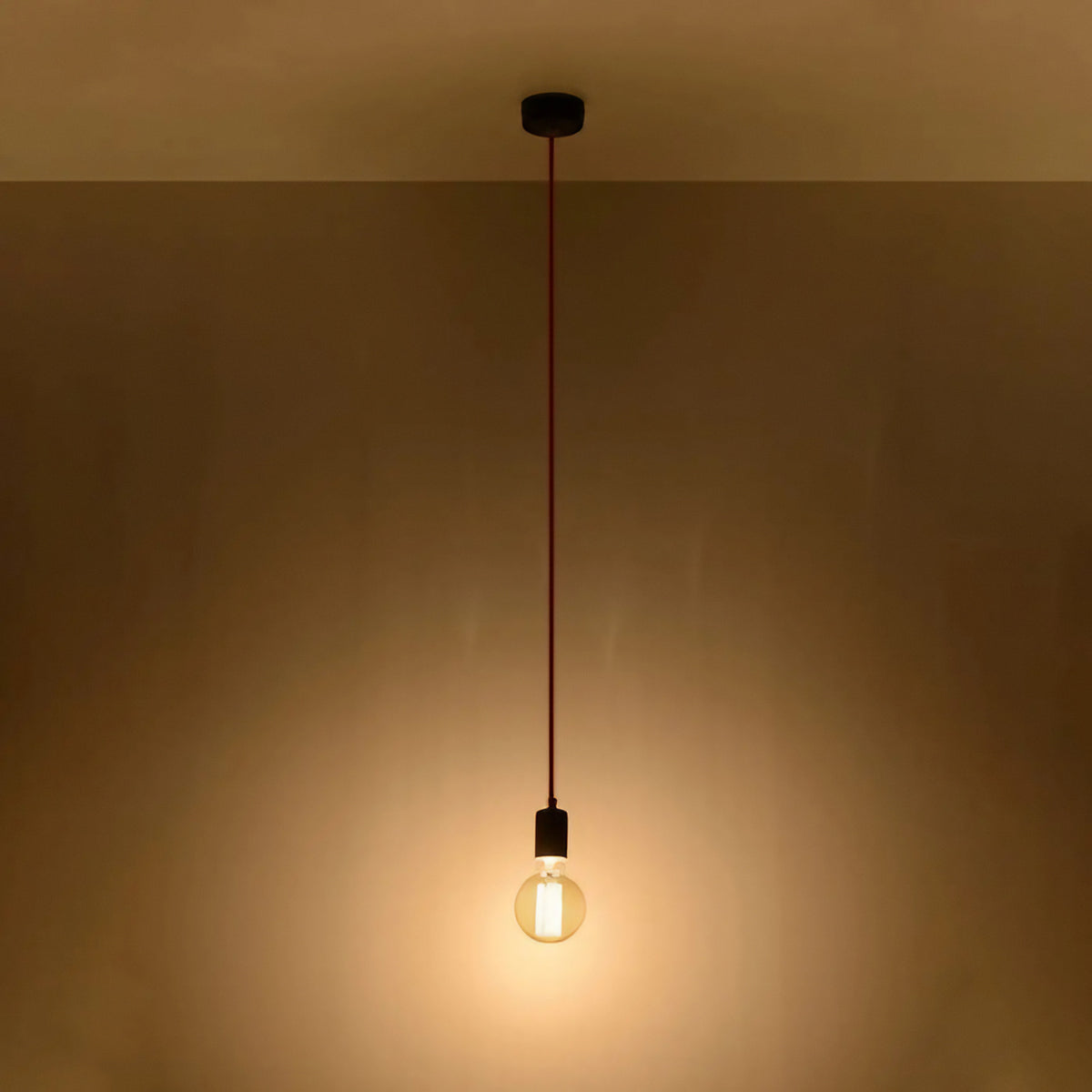 Suspension douille noire en acier et câble textile, E27