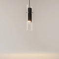 Suspension petit cylindre strié en métal, noir ou blanc, noir