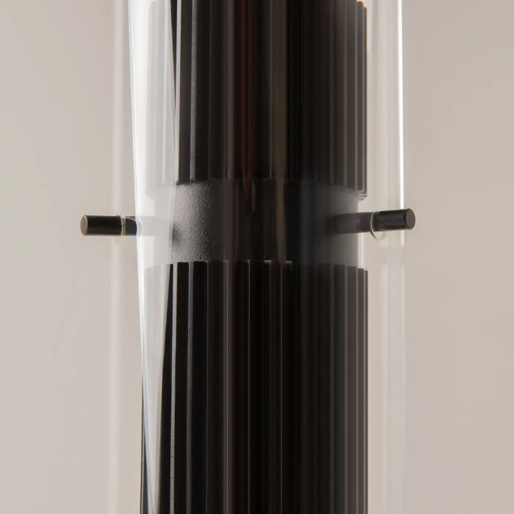 Suspension petit cylindre strié en métal, noir ou blanc