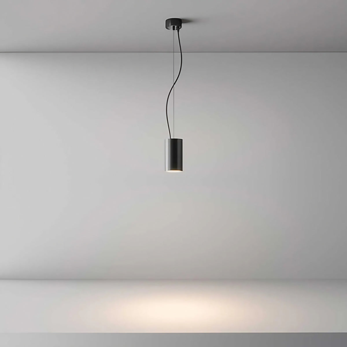 Petite suspension LED cylindre en aluminium, trois coloris