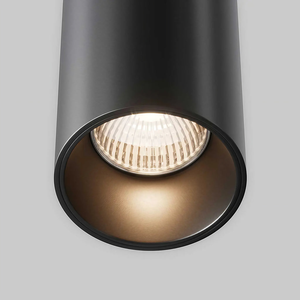 Petite suspension LED cylindre en aluminium, trois coloris, noir
