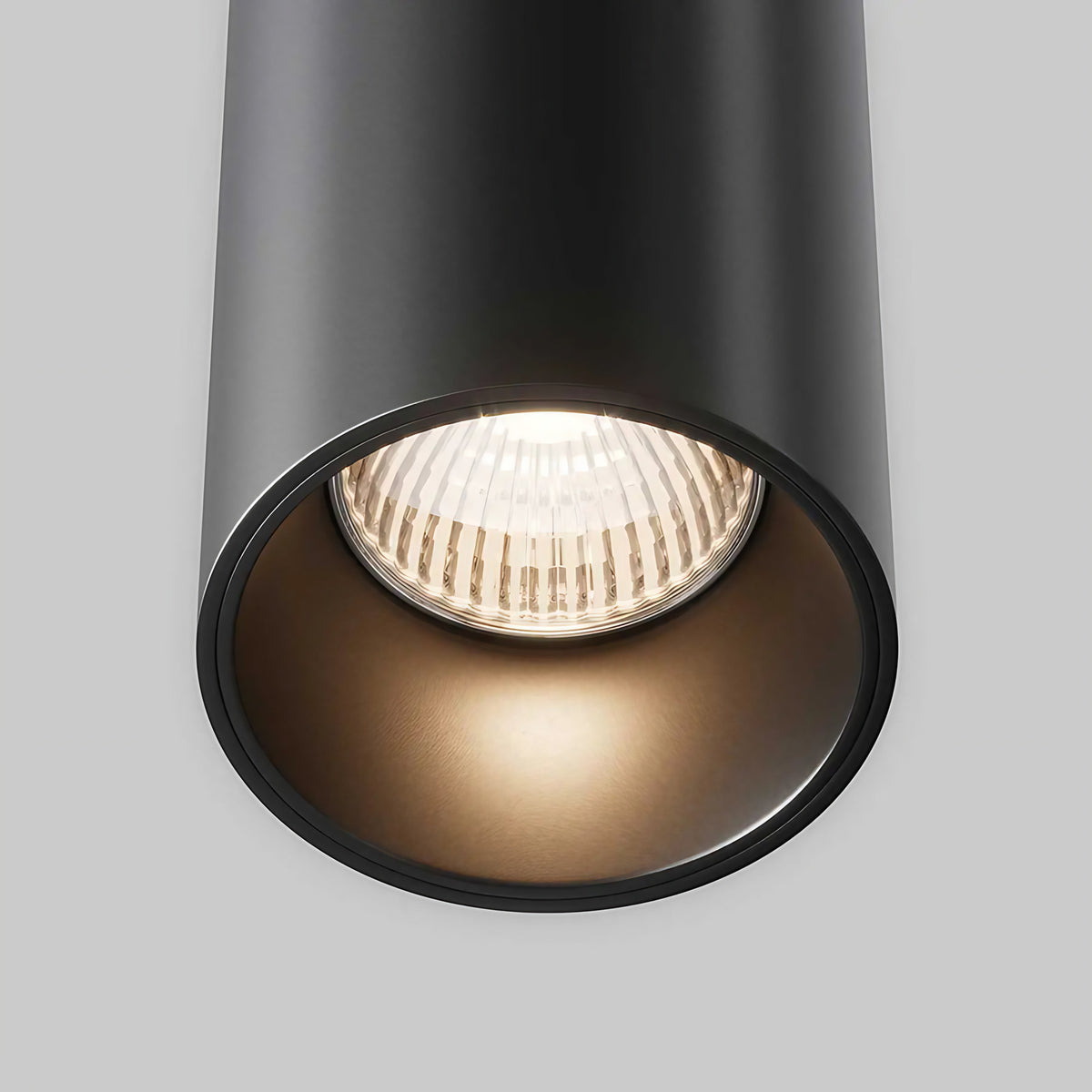 Petite suspension LED cylindre en aluminium, trois coloris, noir