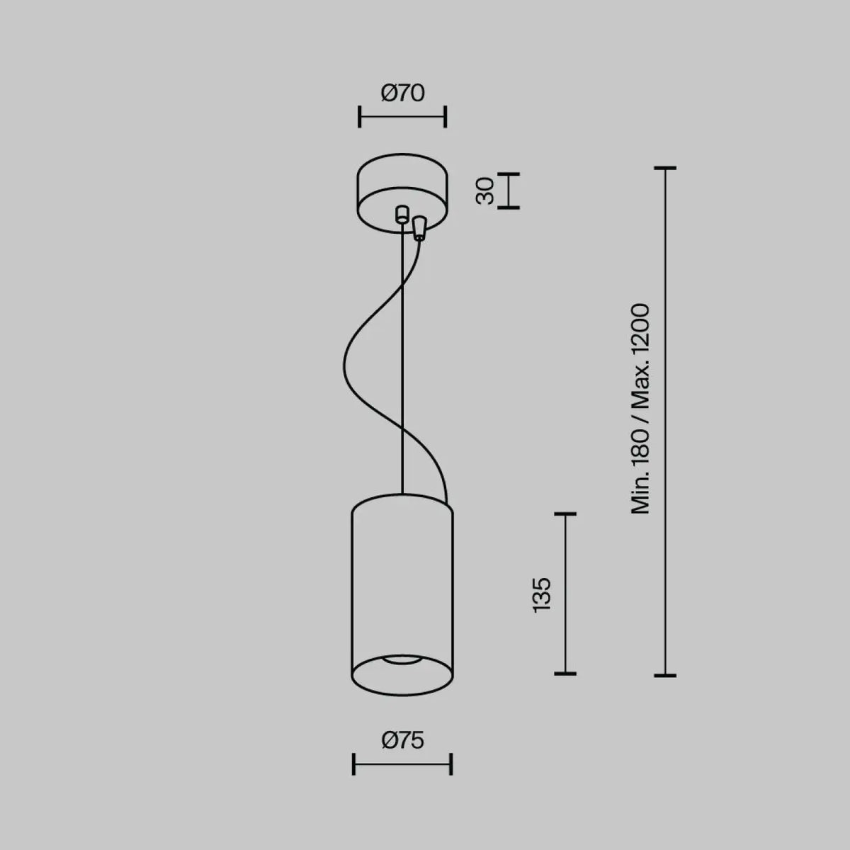 Petite suspension LED cylindre en aluminium, trois coloris