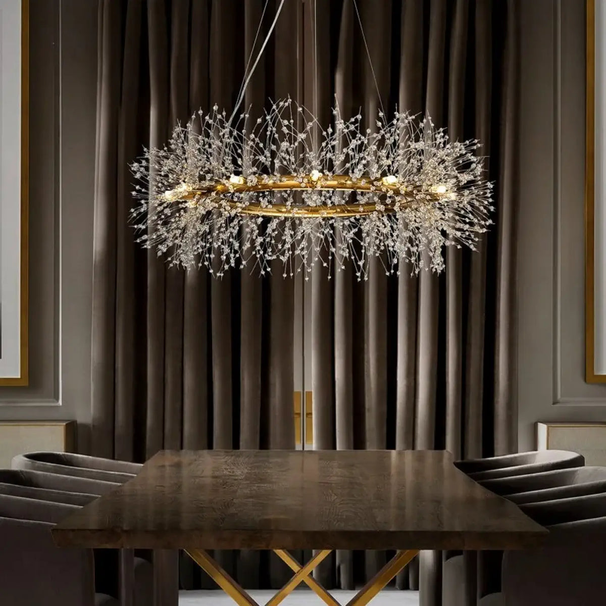 Suspension couronne effet feuillage doré, tailles S et M