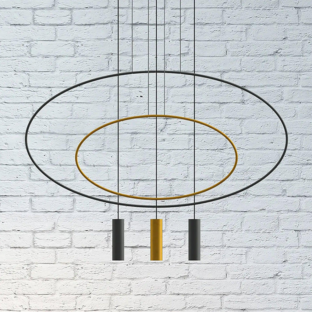 Suspension ovale en acier noir, profil fin, 81 ou 131 cm