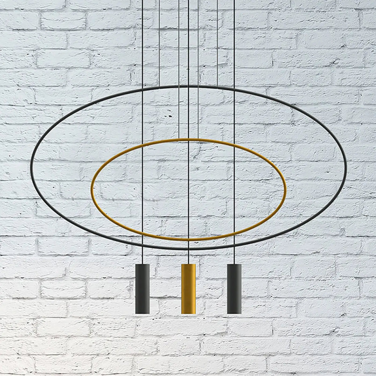 Suspension ovale en acier noir, profil fin, 81 ou 131 cm