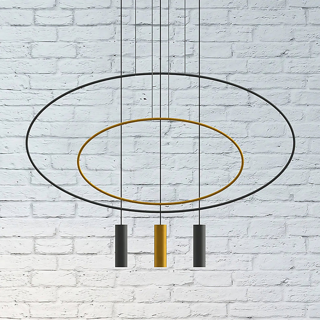 Suspension ovale en acier noir, profil fin, 81 ou 131 cm