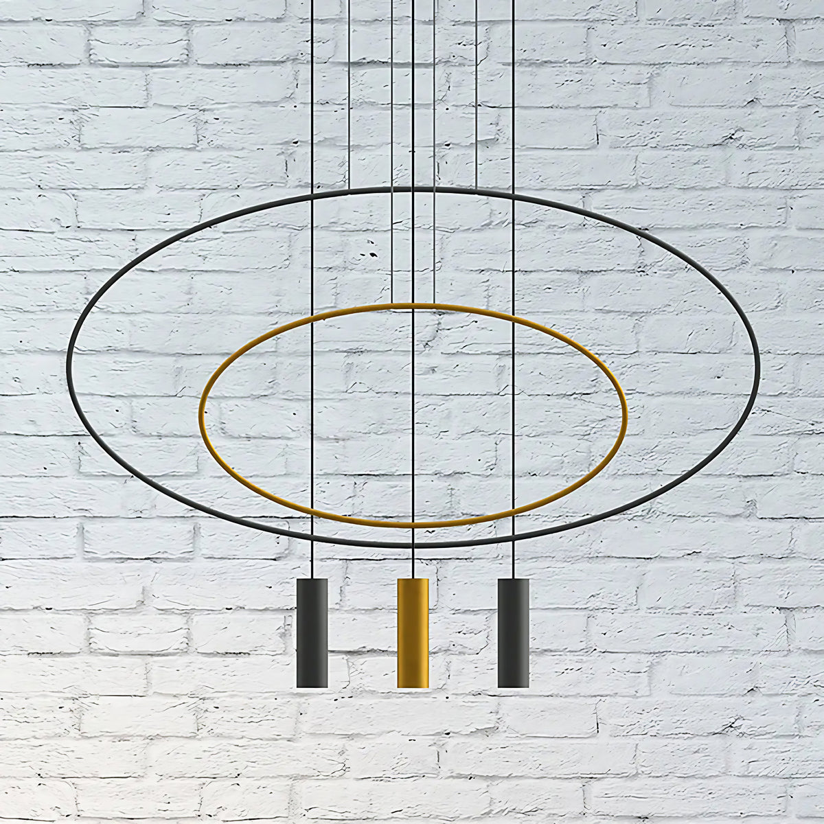 Suspension ovale en acier noir, profil fin, 81 ou 131 cm