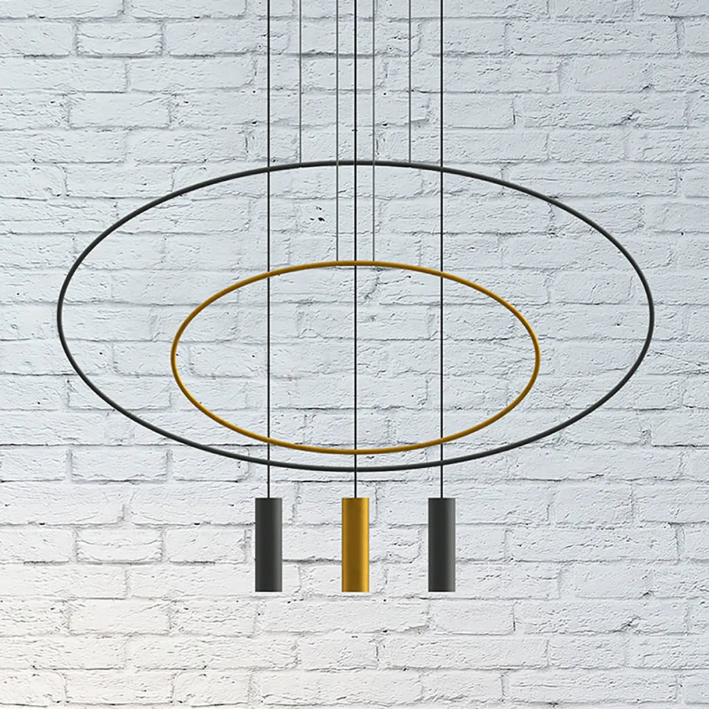 Suspension ovale en acier noir, profil fin, 81 ou 131 cm