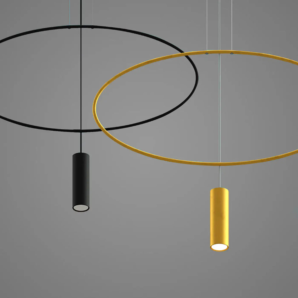 Suspension ovale en acier noir, profil fin, 81 ou 131 cm