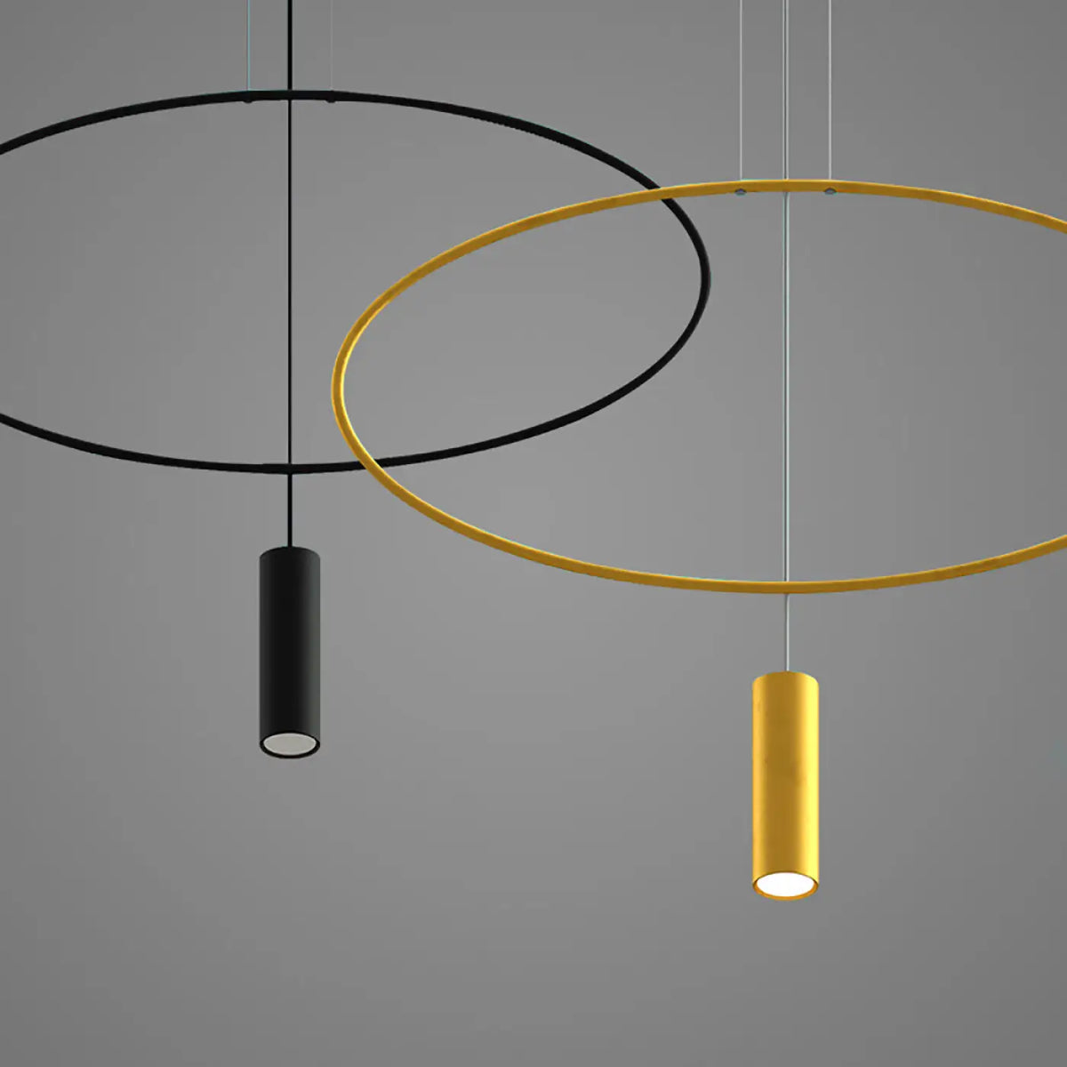 Suspension ovale en acier noir, profil fin, 81 ou 131 cm