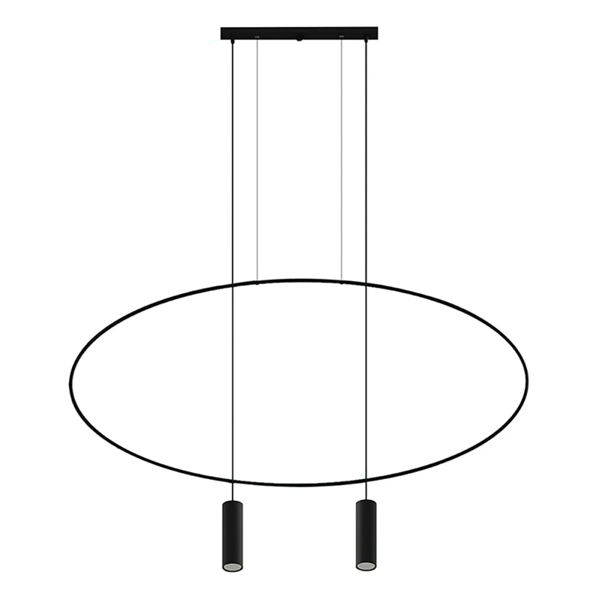 Suspension ovale en acier noir, profil fin, 81 ou 131 cm