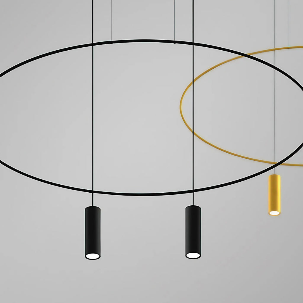 Suspension ovale en acier noir, profil fin, 81 ou 131 cm